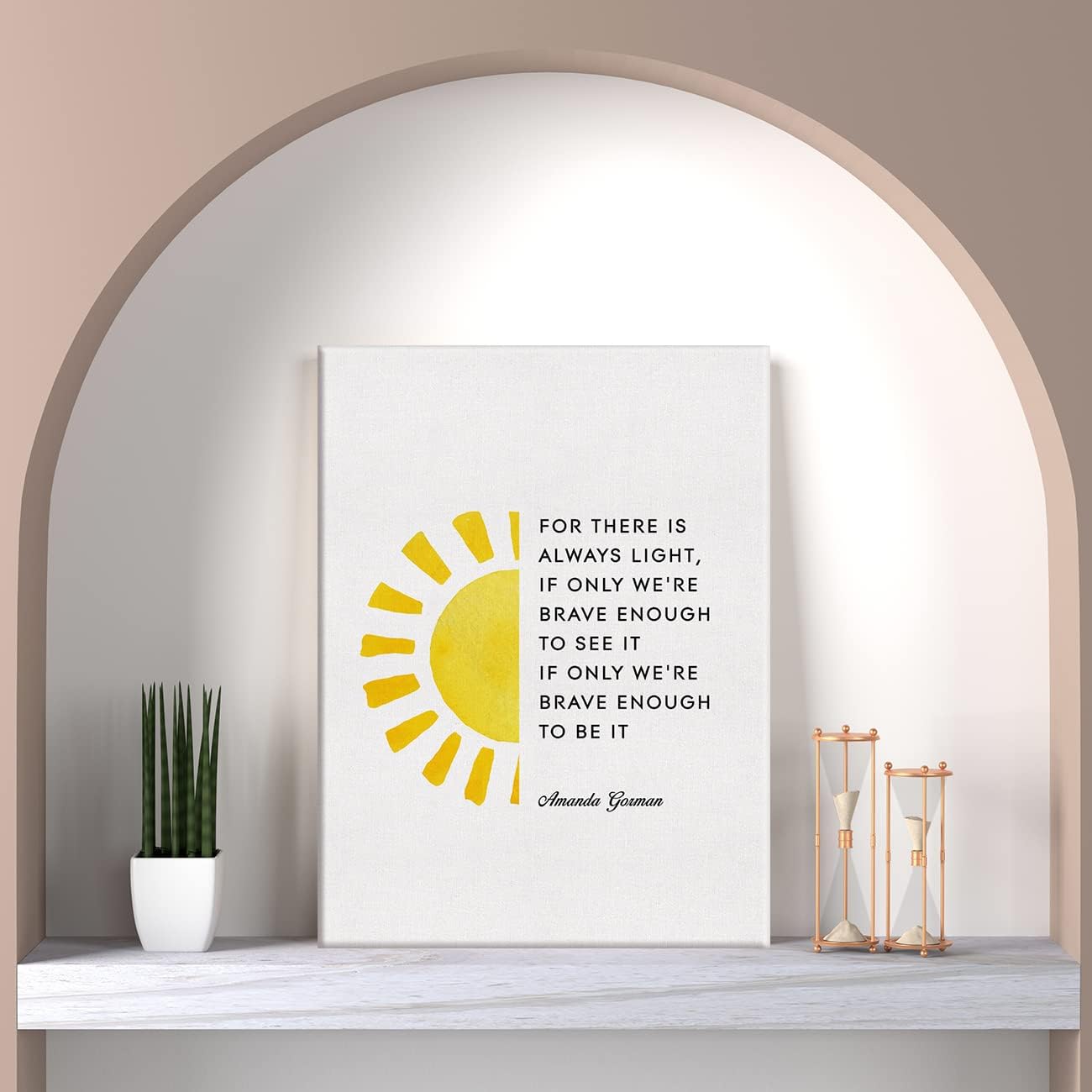 LEXSIVO Inspirational the Hill We Climb Print Canvas Wall Art Home Office Decor Feminist Poetry for There is Always Light Painting 12x15 Canvas Poster Framed Ready to Hang