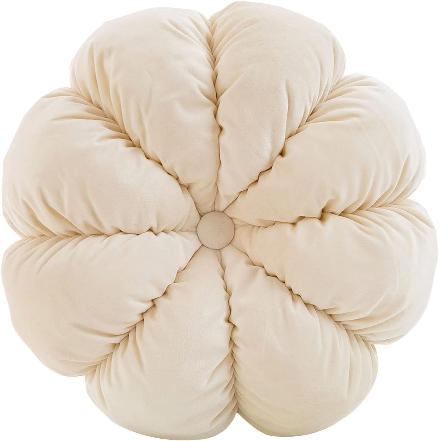 Flower Pillow Cushion Round Decorative Throw Pillow for Couch Bedroom Flower-Shaped Floor Cushion for Girls Kids (White, 15.7”)