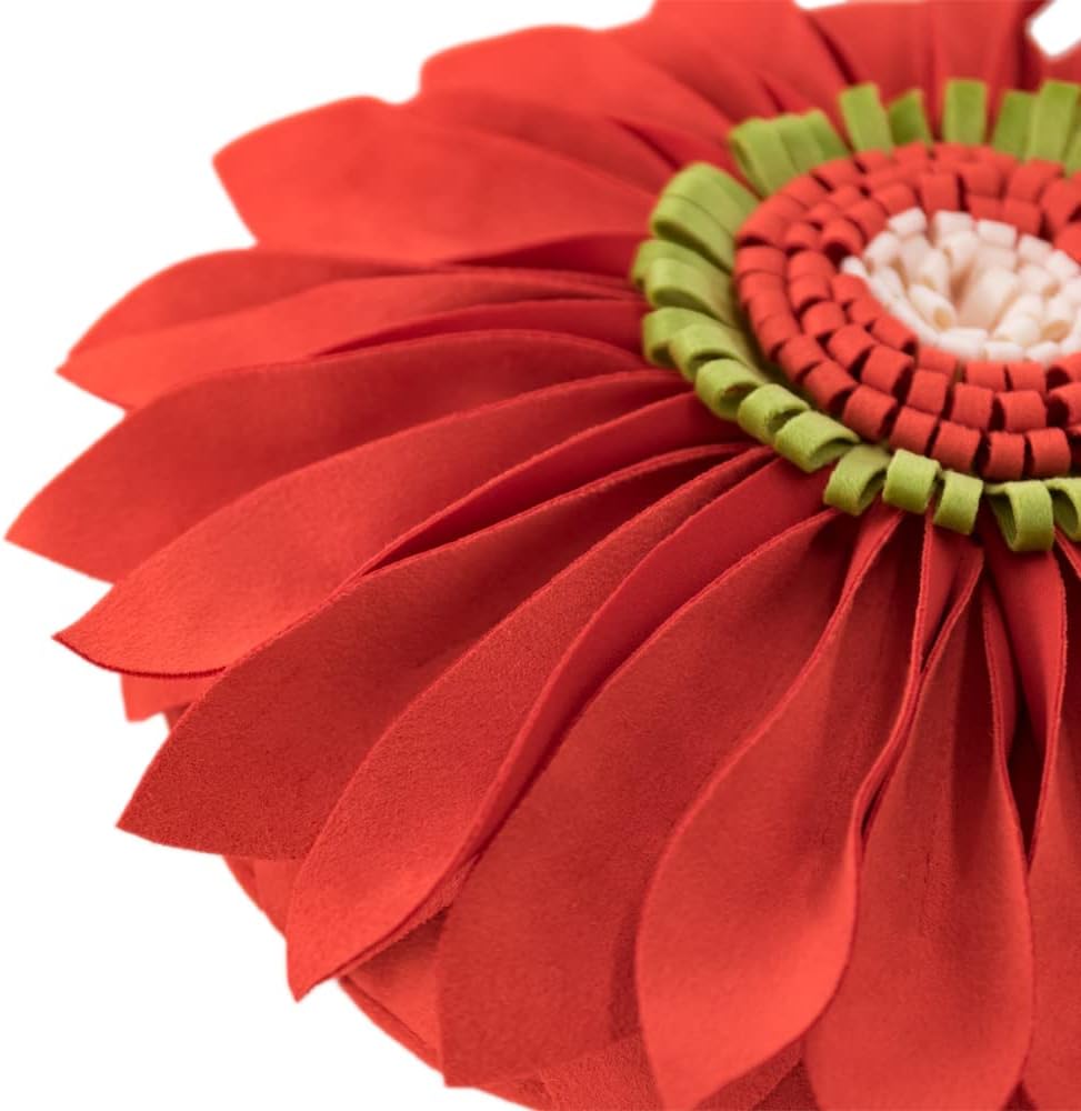 JWH Handmade 3D Flower Throw Pillow Cover Aesthetic Decorative Colorful Daisy Floral Accent Pillow Round Cushion Stereo Pillowcase for Couch Bed Living Room Chair 12 Inch Coral Red