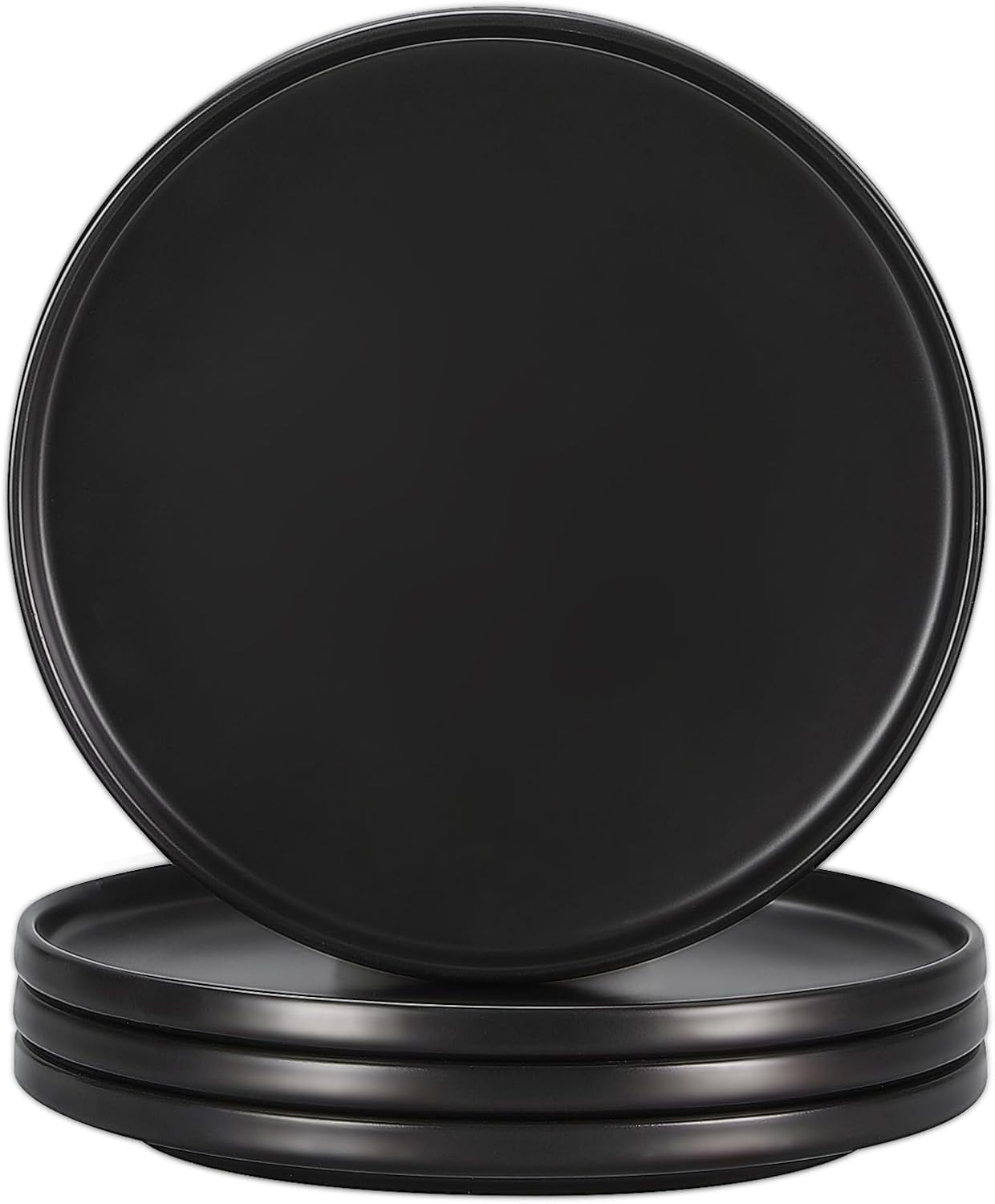 GZG Ceramic Salad Plates Set for 4,8 Inch Stoneware sets,Small Plates for Salads,Desserts,Appetizers,Microwave, Dishwasher,Oven Safe Serving Dish Set,Scratch Resistant,Matte Black