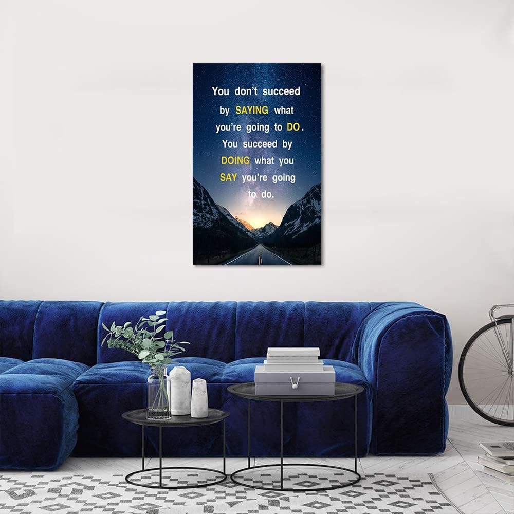 Framed Office Decor Paintings Positive Inspirational Canvas Decoration Wall Pictures Inspirational Quotes Starry Sky Wall Art Ready to Hang-28 inch x 44 inch