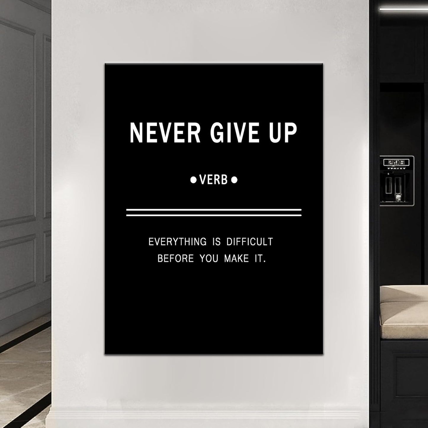 Inspirational Office Wall Art Wall Decor Never Give Up Motivational Canvas Poster Print Success Quotes Artwork for Living Room Home Bedroom Office Decor Framed Ready to Hang [30''Wx 40''H]