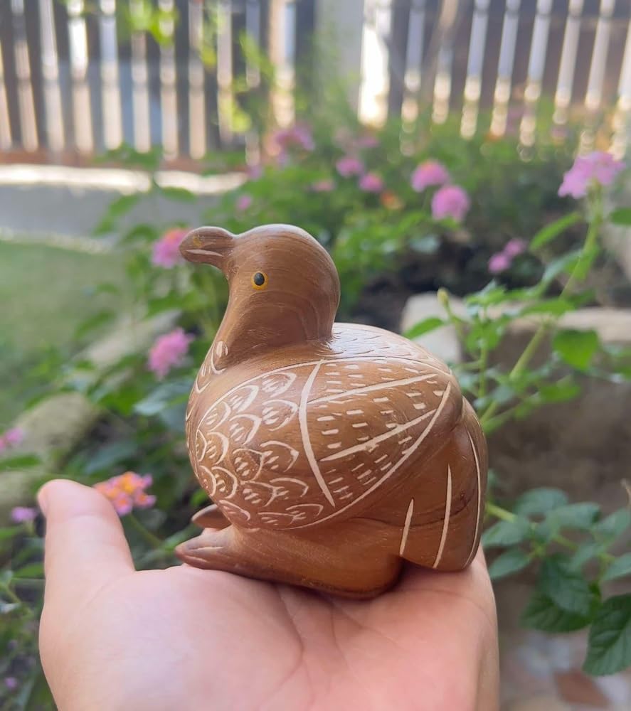 Lovely Wooden Hand Carved Wooden Animal Statue, Boho Decor Sculpture Art Decorative Rustic Home Decor Accent Handmade Handcrafted Decoration (Bird)