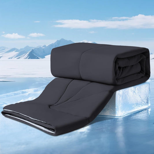 Elegear Cooling Comforter King Absorbs Body Heat to Keep Cool, Cooling Blanket for Hot Sleepers Japanese Arc-Chill 3.0 Cool Tech Fabric Summer Comforter Hypo-Allergenic Cooling Quilt - Black/Gray
