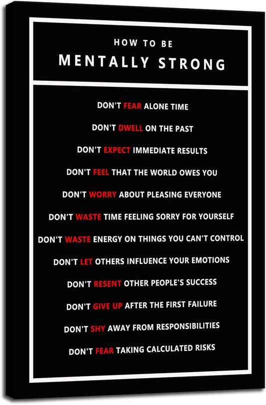 Inspirational Wall Art Motivational Posters Canvas Painting How To Be Mentally Strong Pictures Inspiring Entrepreneur Quotes Framed Prints Artwork Living Room Bedroom Office Decor[24''W x 36''H]
