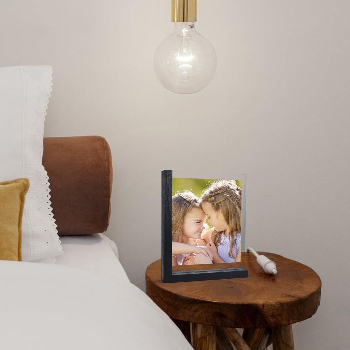 Lavezee 2 Pack 8x10 Picture Frames Made of Black Wooden L-shaped Base with Glass, Double Sided Display Photo Pictures 8 by 10 inch Vertical Horizontal for Tabletop Frame