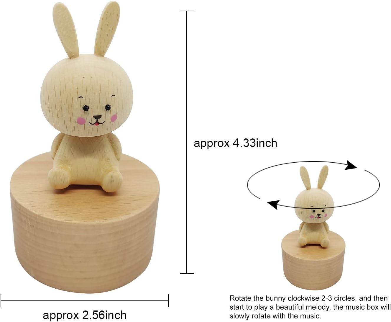 Cute Little Rabbit Mini Music Box, Bunny Wooden Mechanical Music Box, The Music Box Gift That Sings Spirited Away, Best Gift for Boy Girl Friends Singing Music Gift Box