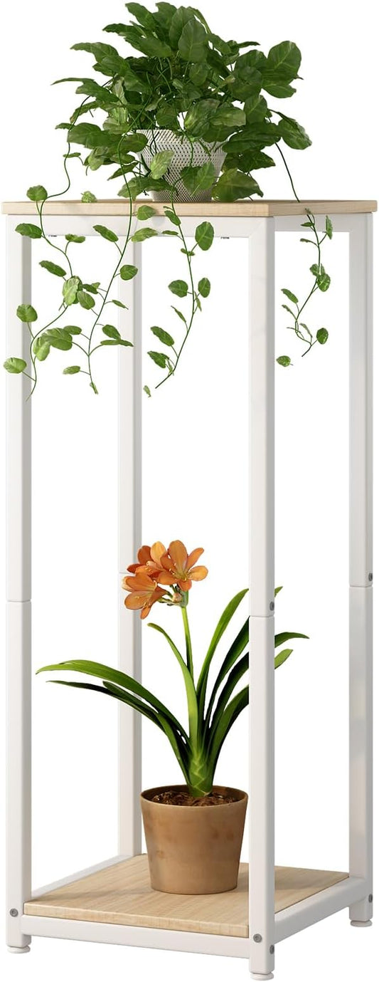 Plant Stand Indoor Corner Tall 2 Tier Metal Modern Flower Storage Plant Shelf Holder for Living Room Balcony Garden,White (2 Tier-White)