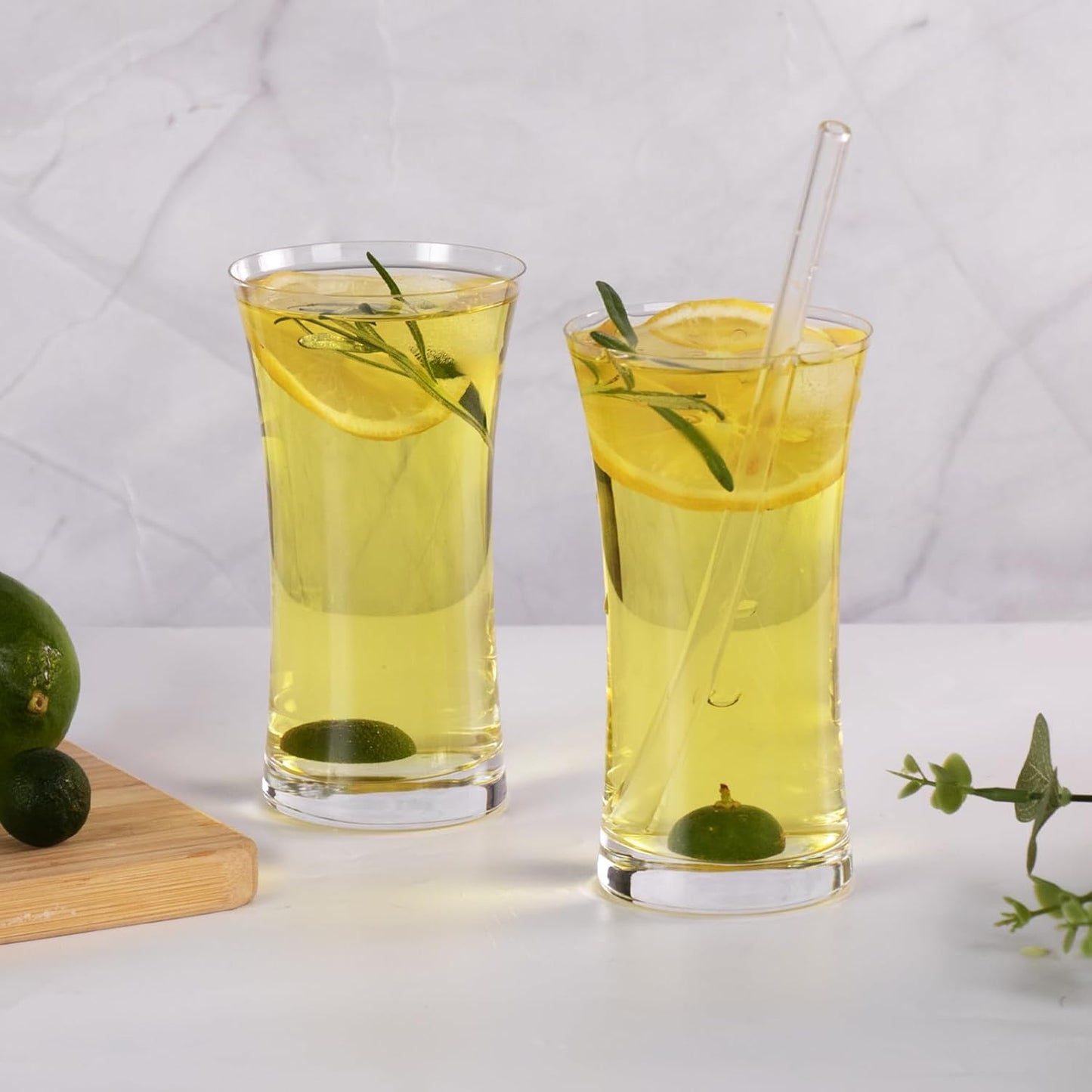 KAMMAK Drinking Glasses Set of 2, 11.8oz Crystal Water Glasses, Everyday Tall Glass Cups, Highball Glass for Cocktail, Juice, Mojito, Iced Tea, Kitchen and Bar Glassware Gifts, Collins Glasses