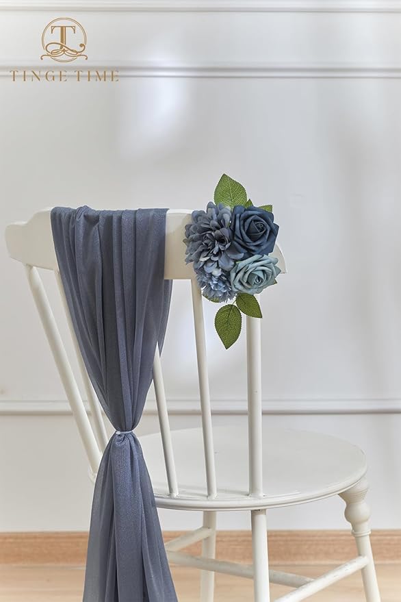 TINGE TIME Artificial Flowers Combo Box Set, Dusty Blue Roses Gradient Color Fake Roses with Stems for DIY Wedding Bouquets Table Centerpieces Baby Shower Home Party Floral Arrangements Decorations