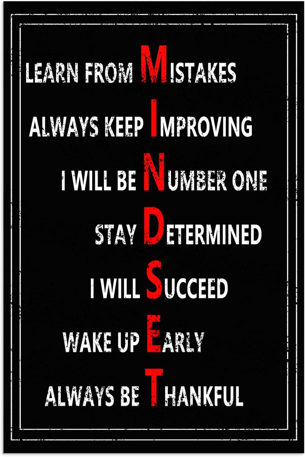 Mindset Poster Motivational Canvas Office Print Wall Art Inspirational Mindset Definition Picture Painting Modern Inspiring Artwork for Home Living Room Office Decor Ready to Hang[24''W x 36''H]