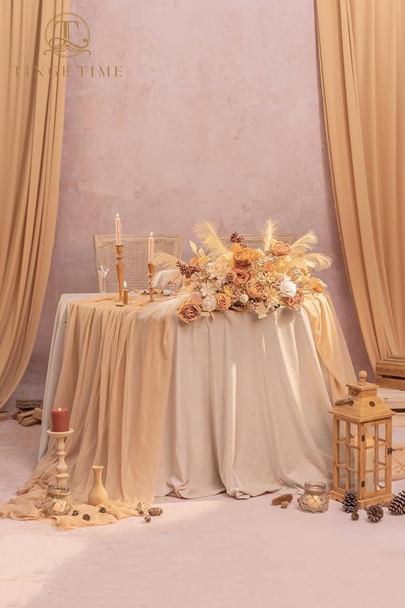 TINGE TIME Silk Fake Flowers Combo, Fake Foam Roses with Stems for DIY Wedding Bouquets Centerpieces Baby Shower Party Home Decorations(Nude Color & Pale Coffee)