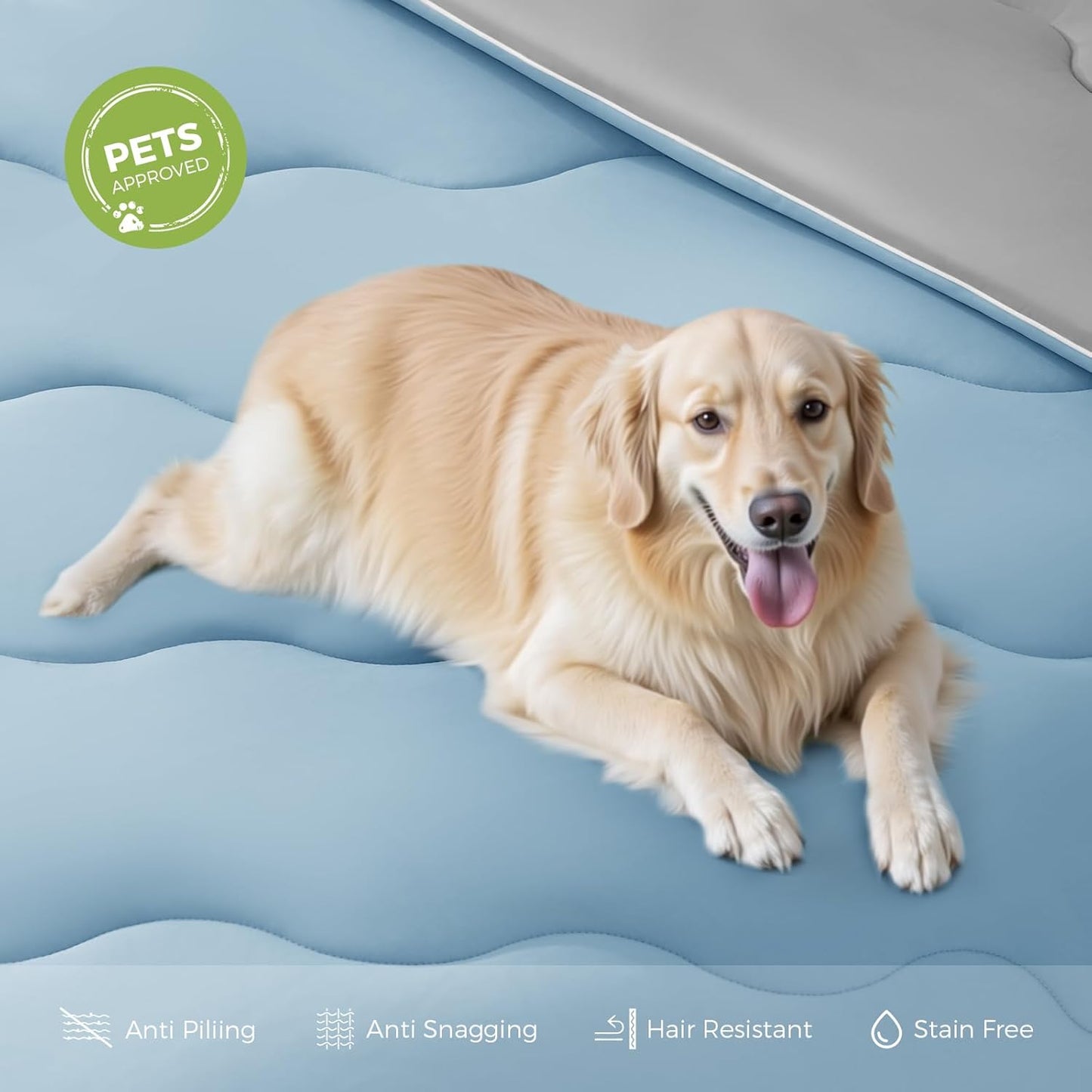 EASELAND All Season Cooling Comforter Twin, Cold Touch Fabric Absorbs Body Heat, 300GSM Super Soft, Cooling Blanket for Night Sweats Hot Sleeper (Blue-All Season, Twin(68"X90"))