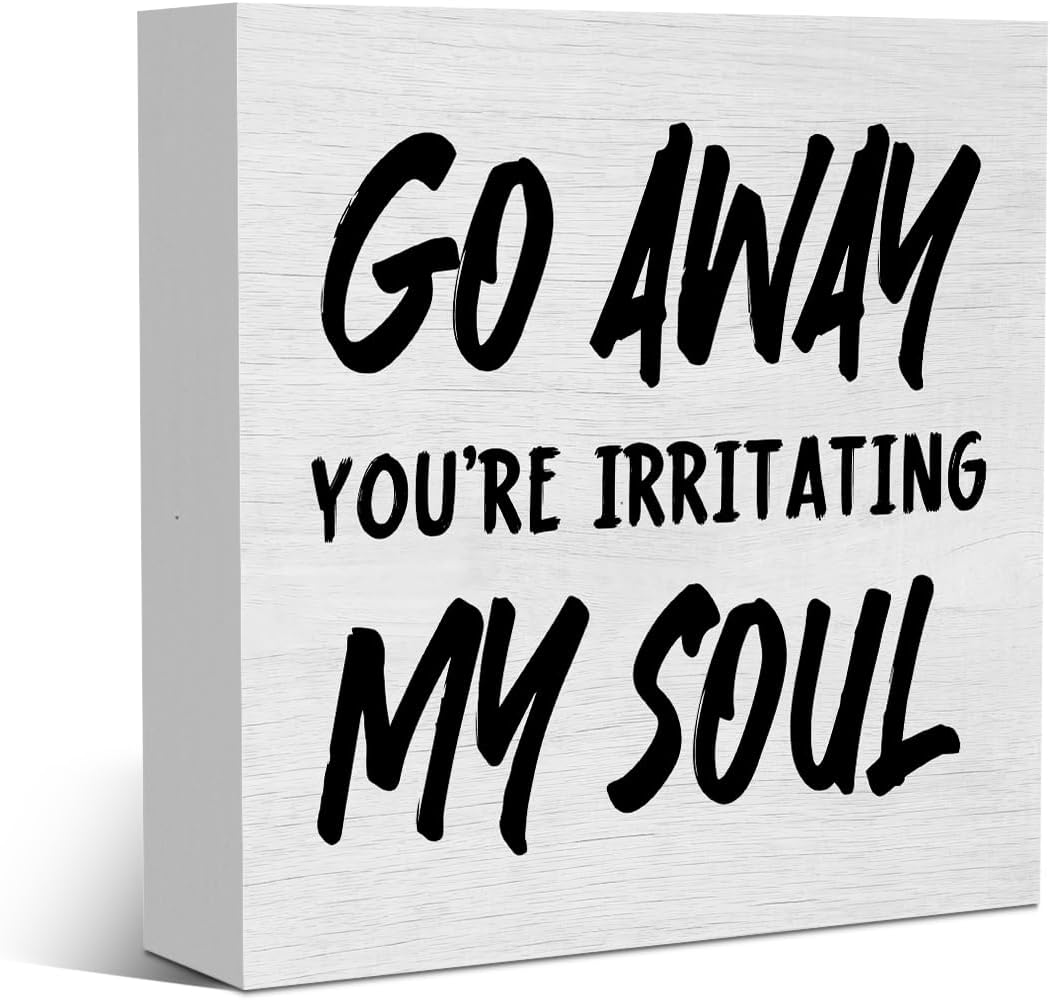 Funny Rustic Wooden Box Sign, Desk Decor Office Decor Supplies Sarcastic Friend Gifts Desk Accessories for Table Shelf Home Farmhouse Bathroom Cubicle Decorations Wood Block Plaque Box Welcome Sign