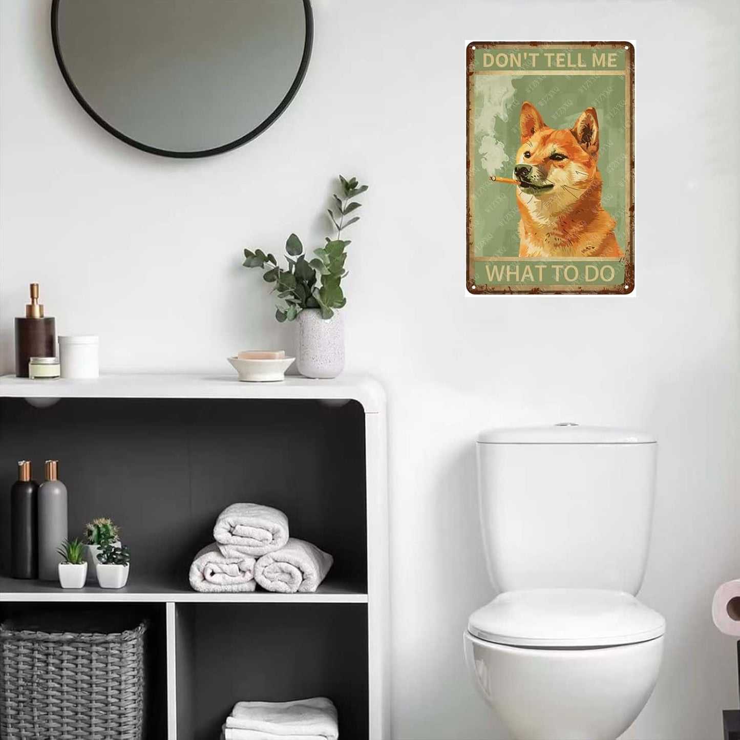 Metal Signs Don't Tell Me What To Do Shiba Inu Vintage Tin Sign for Home Bar Living Room Garden Yard Bathroom Wall Decor 12x8 Inch