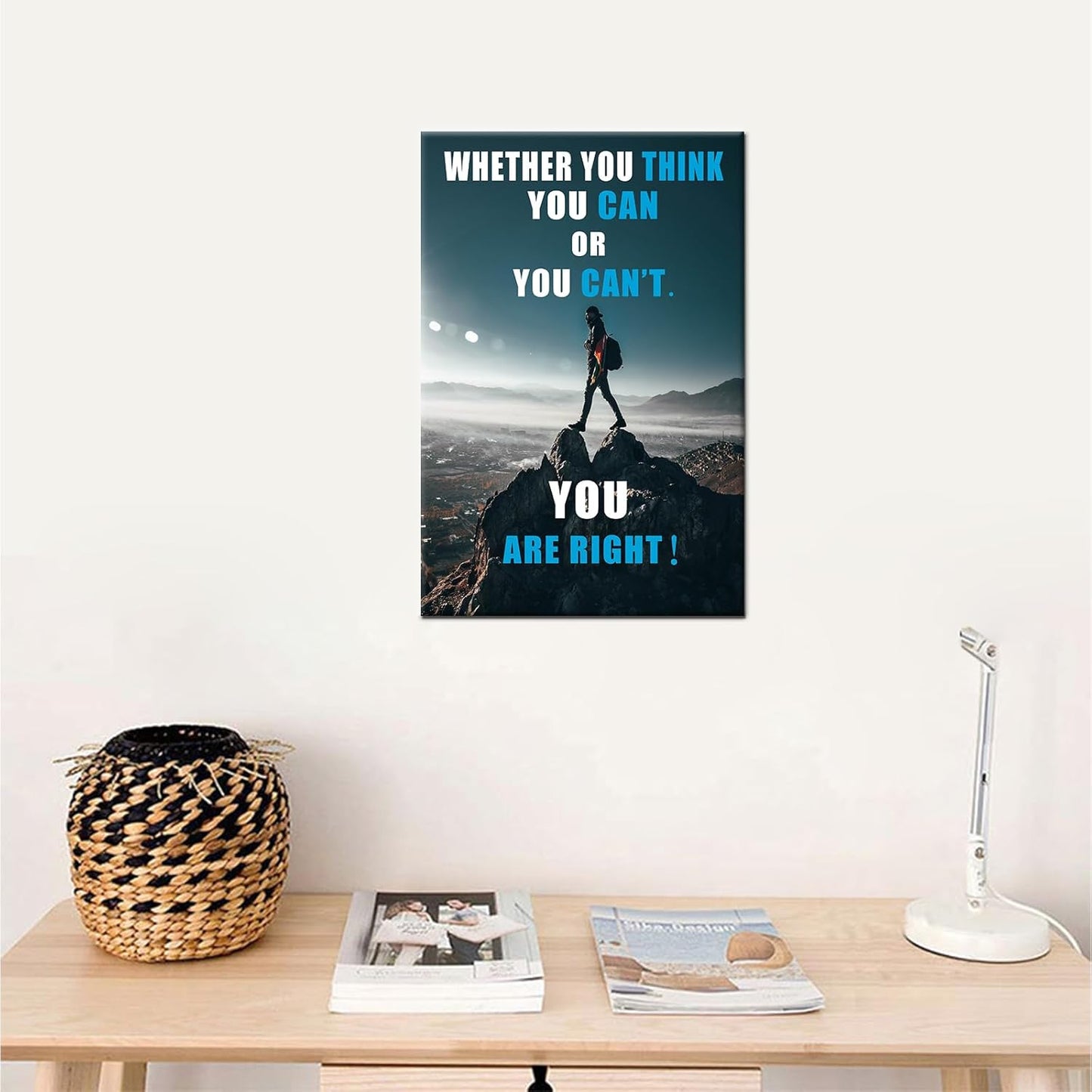 GoForArt Dream Big Motivational Canvas Wall Art, Inspirational Famous Quote Bedroom Living Room Decor, Positive Modern Landscape Mountain Office Dorm Room Poster Print (Inspirational-10, 12.00" x 18.00")