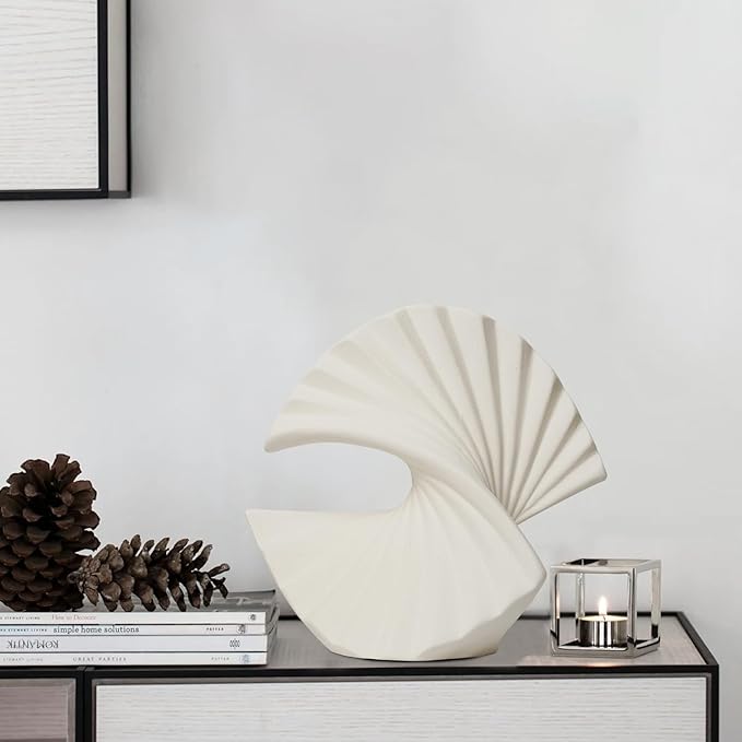 Sector Vase, Set of 2 - Minimalist Nordic, White Ceramic Sector Vase Vase Decor | Table Centerpiece, Olive Plant, Wedding, Living Room, Bookshelf, Office, Modern Home, Entryway, Console