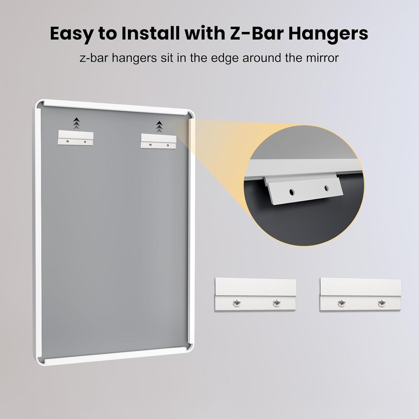 LOAAO 55x30 Inch White Metal Framed Bathroom Mirror for Wall, White Bathroom Vanity Mirror Farmhouse, Large Rounded Rectangle Mirror, Anti-Rust, Tempered Glass, Hangs Horizontally or Vertically