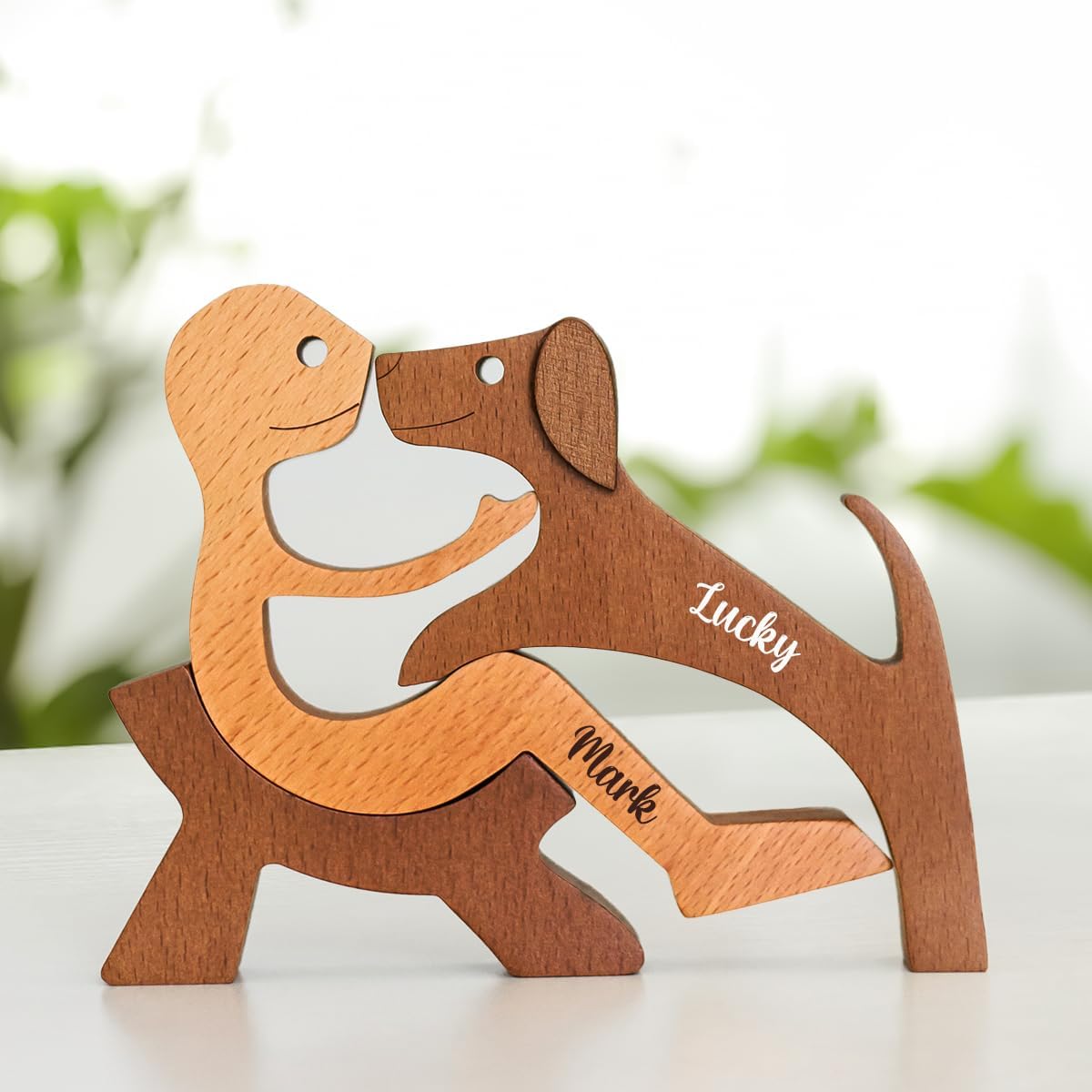 DOPTIKA Personalized Statue Home Decorations, Wooden Table Decor Sculpture, Wooden Pet Carvings, Dog Memory Statues Home Decor, Gifts for Dog Lovers, House Warming Gifts Ideas