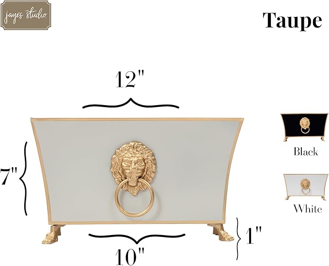 Jaye's Studio Paws and Claws Regency Fluted Rectangular Cachepot, Taupe Metal Planter for Indoor Plants, Rectangle Flower Plant Pot, Wedding Decor Centerpiece Planter, 12 Inch