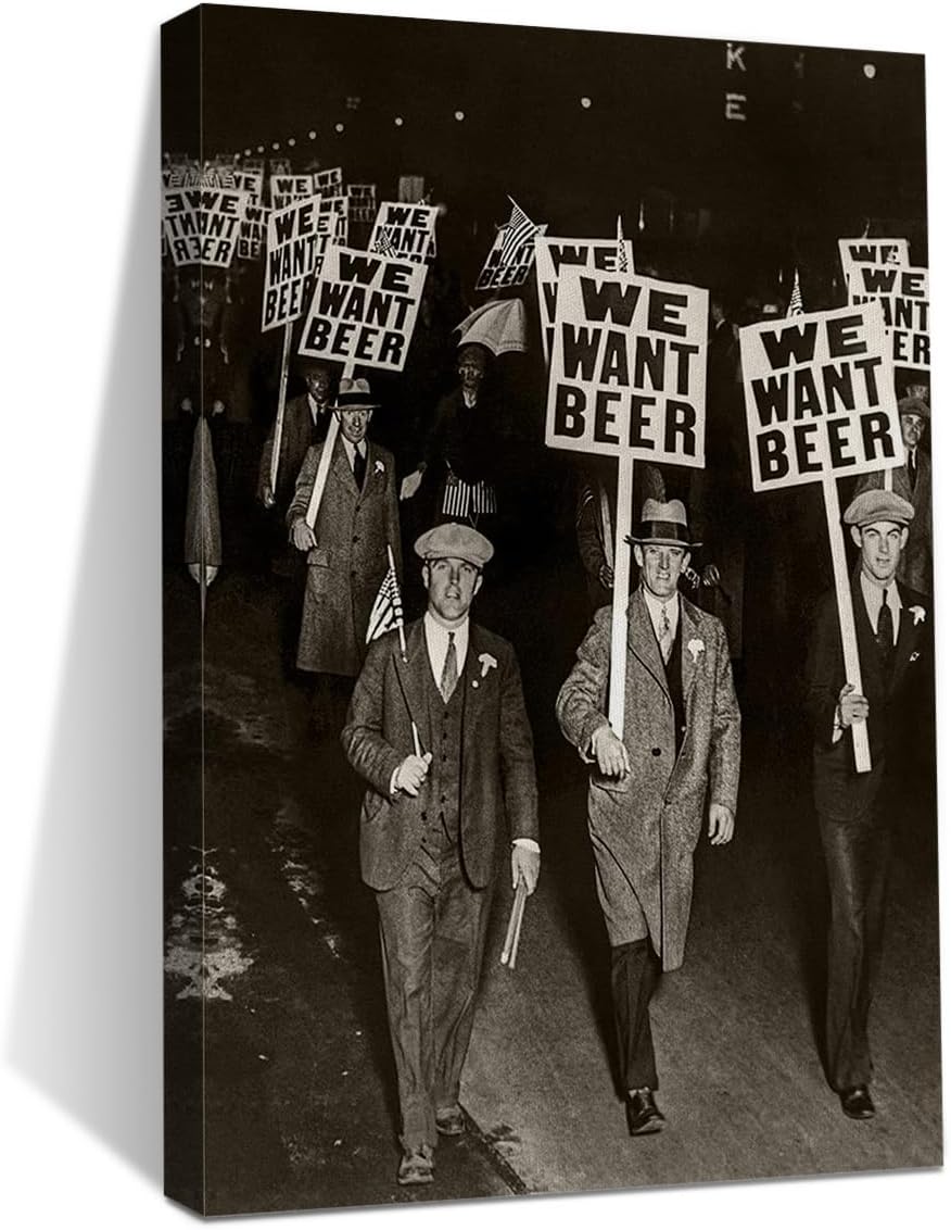 Beer Poster Vintage Prints Beer Prohibition Wall Art for Men, Bar Art Vintage Posters, Prohibition Decor Funny Wall Art Picture Poster, Black and White Photos for Home Bar Cafe Dorm Funny Gift for Men