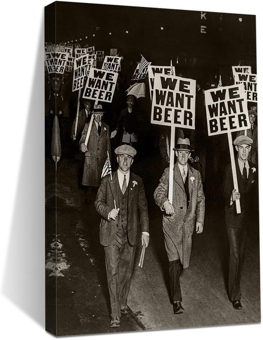 Beer Poster Vintage Prints Beer Prohibition Wall Art for Men, Bar Art Vintage Posters, Prohibition Decor Funny Wall Art Picture Poster, Black and White Photos for Home Bar Cafe Dorm Funny Gift for Men