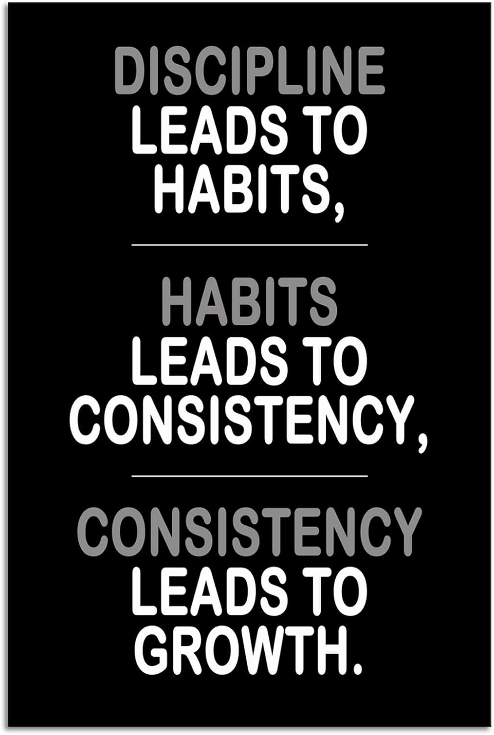 Inspirational Canvas Wall Art Painting Discipline Habits Consistency Growth Pictures Motivational Quotes Posters and Prints Artwork for Modern Office Classroom Home Wall Decor Framed[24''W x 36''H]