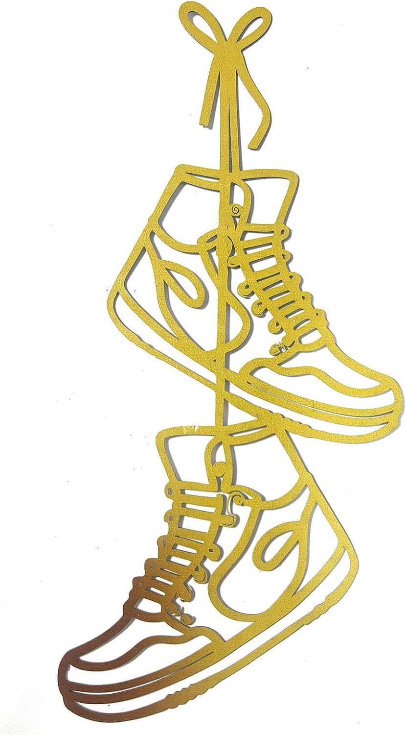 FZFQWRSH Metal Sneaker Wall Sculpture Art - Modern Boys & Teens Room Decor for Bedrooms, Unique Graduation Gift for Sneaker Lovers, Durable Home Décor Accent with Sports Theme