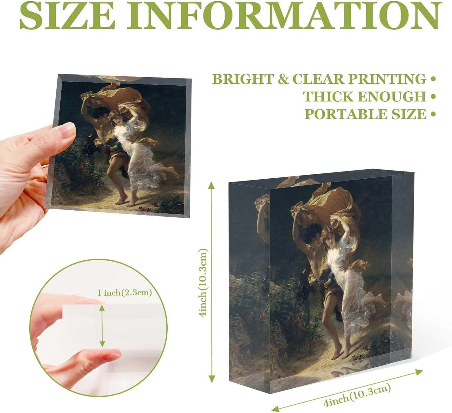 Desktop Decoration Oil Painting, Run in A Rainstorm Acrylic Desk Decor 4x4 Tabletop Wall Sign - Appreciation and Housewarming Presents for Coworkers and Friends