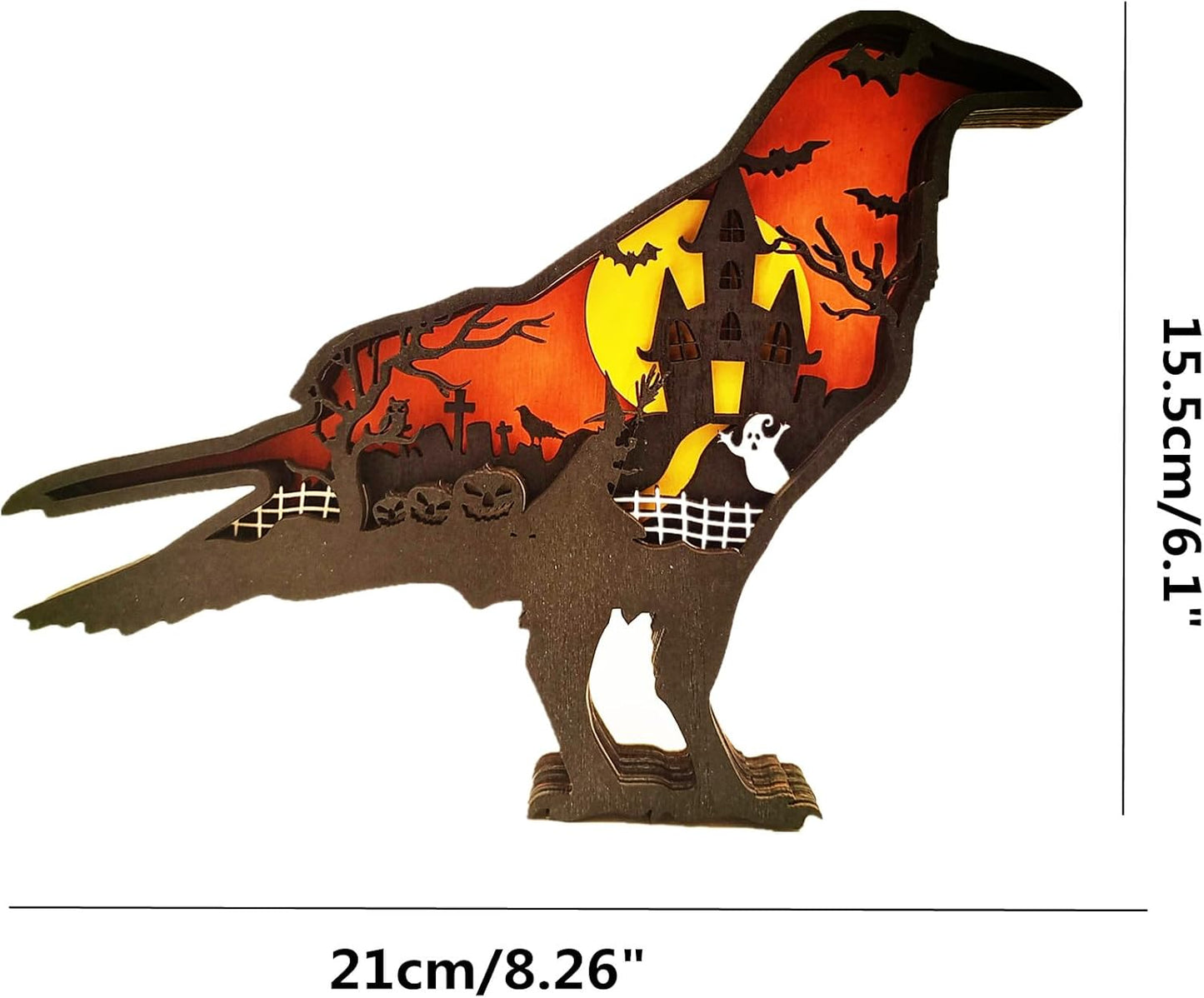 Forest Animal Desk Art Decor Wooden Farmhouse Table Decoration, Cabin Decor, Nursery Decor Mountain Decor for Bedroom Living Room (Crow)