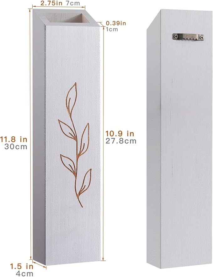 Wood Wall Planter, Farmhouse 4 Pack Indoor Pocket Wall Vases Decor for Living Room Bedroom Dried Flowers Faux Greenery Plants (White)