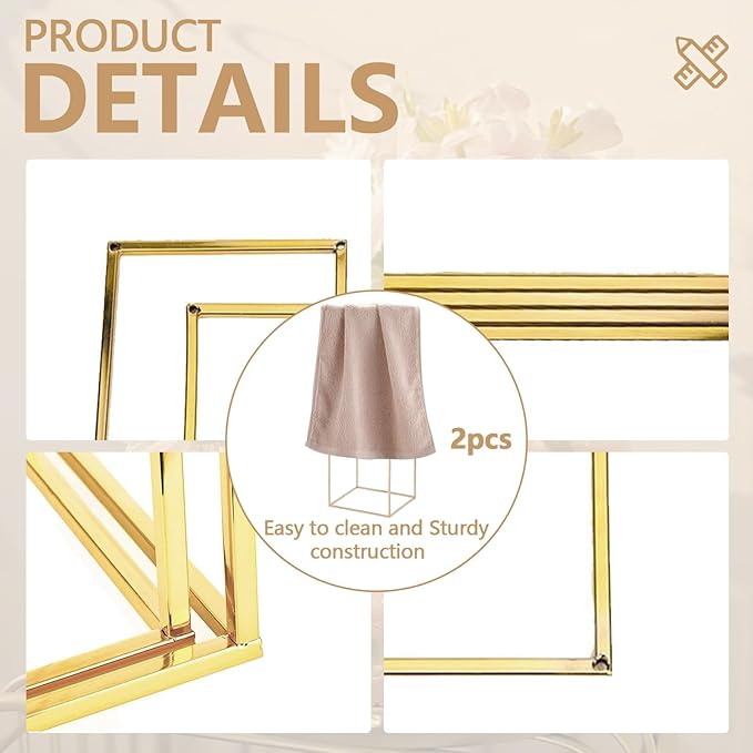 2 Pcs Gold Flower Stand ,Metal Flower Floor Vase Column Geometric Centerpieces Flower Stand for Tables 80cm/31.5in - Wedding & Event Decoration, Home, Party
