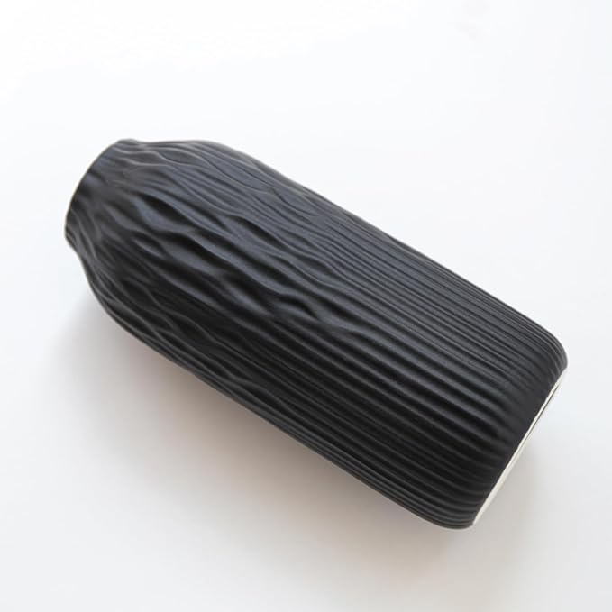 Black Ceramic Flower Vase Set of 2, Porcelain Cylindrical Dried Flowers Holder, Decorating for Drawing Room/Table/Study/Office Entryway, Modern Simple Boho Style (Black)