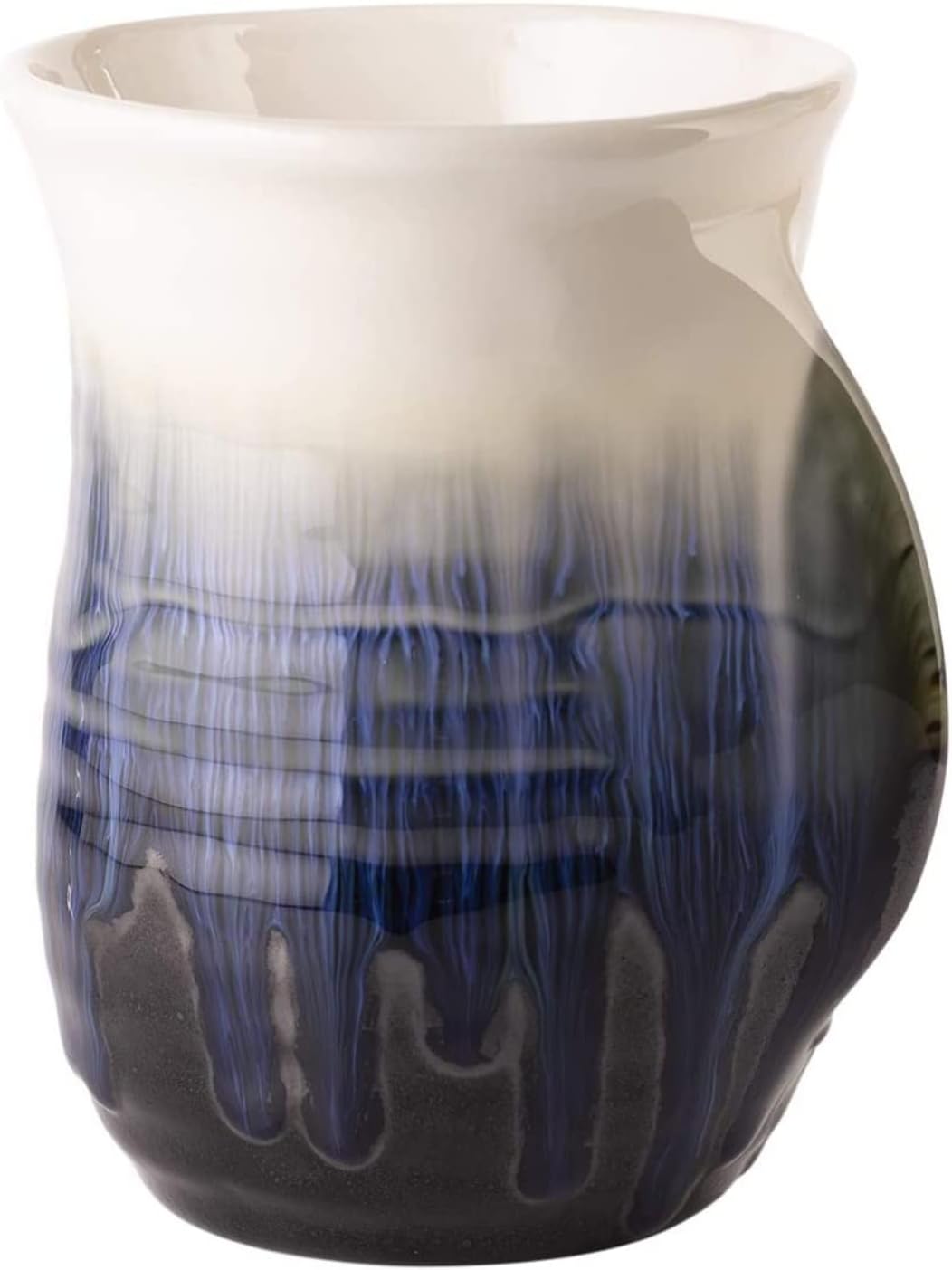 GUTE Hand Warmer Mug, Ceramic and Hand Painted - Contoured Pocket will Hold Warmth From The Heat Of Your Drink To Keep Your Fingers Warm, Comfy Handwarmer (Ocean Blue) (Left Handed)