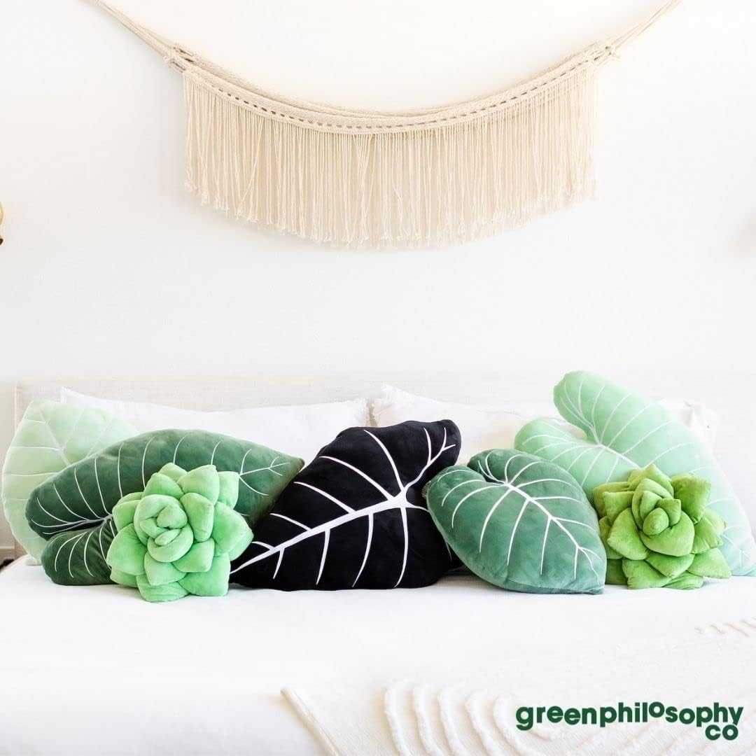 Green Philosophy Co. Succulent® Pillow 16" – Soft 3D Decorative Flower Throw Pillow, Unique Sage Green Plush Flower Cushion, Perfect for Couch, Sofa, Bedroom Decor, Gift for Plant Lovers