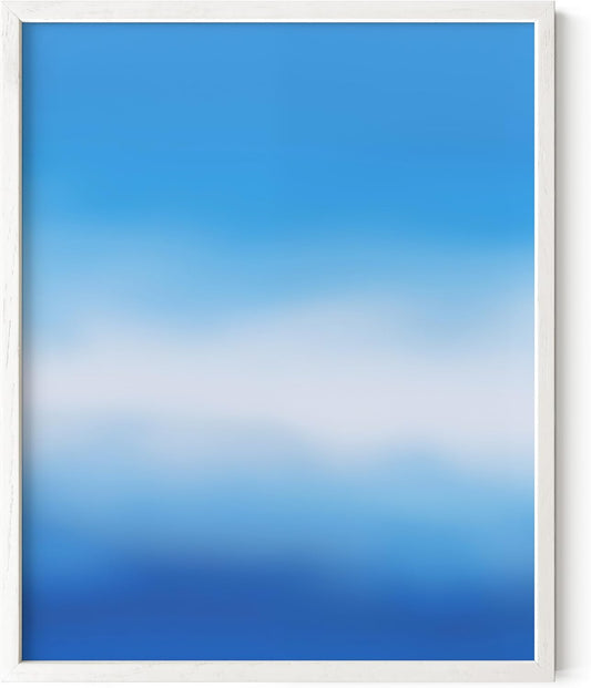 HAUS AND HUES Modern Abstract Wall Art - Blue and Green Living Room Art, Modern Artwork for Walls, Minimalist Picture for Living Room(Blue Tie-Dye, White Frame, 16x20)