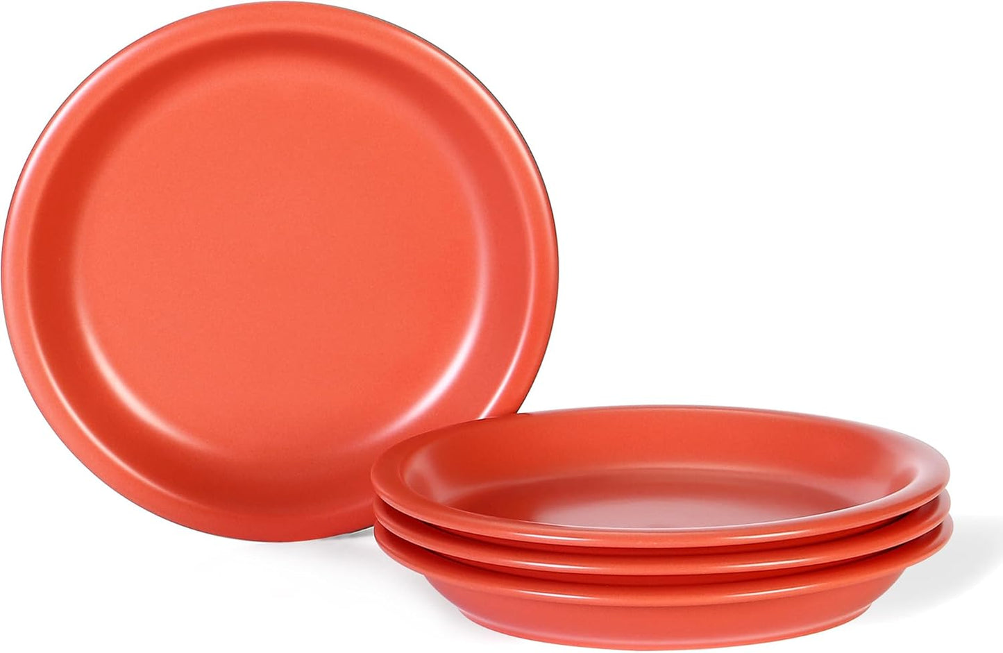 GZG 8 Inch Ceramic Dinner Salad Plates Set of 4, Rustic Matte Glaze Stoneware Dinnerware Set, Microwave & Dishwasher Safe, for Salad, Dessert, Appetizer, Everyday Use(Terracotta Blush)