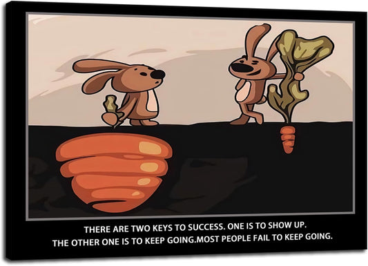 Inspirational Canvas Print Wall Art Office Motivational Picture There Are Two Keys To Success Poster Painting Modern Inspiring Print Artwork for Home Living Room Office Wall Decor[12''W X 18''H]