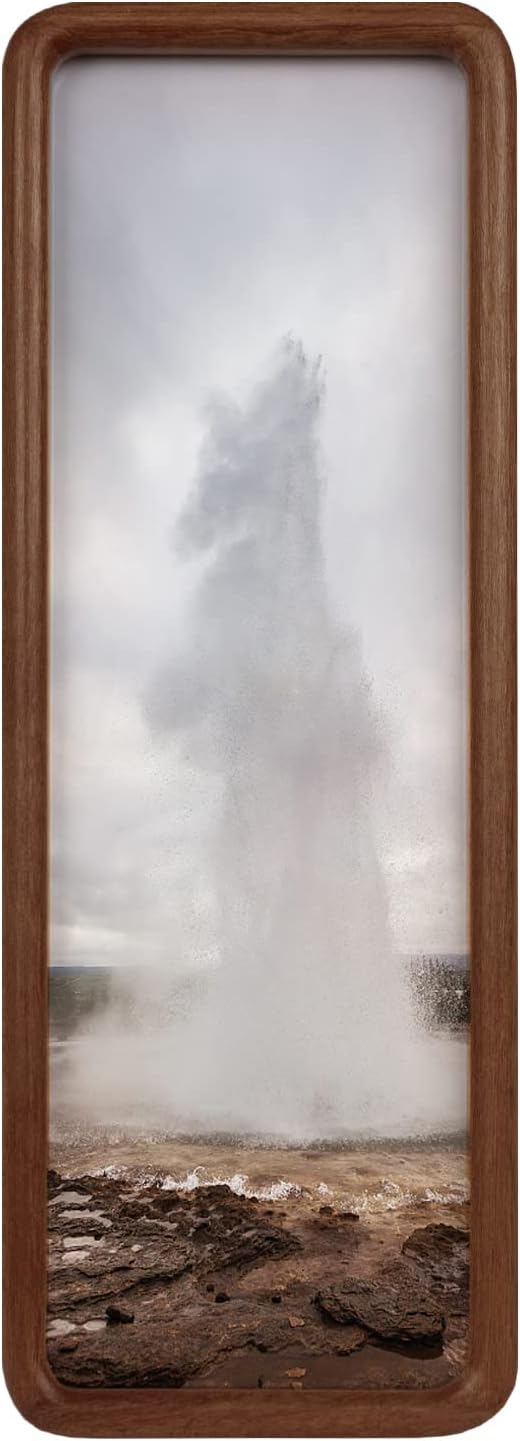 Hans 4""x12"" Collage Picture Frame with Single Mat, 1.5x2.5 Collage Matted Frame - Wall Mounting Horizontal or Vertical Display(6 Openings), Walnut