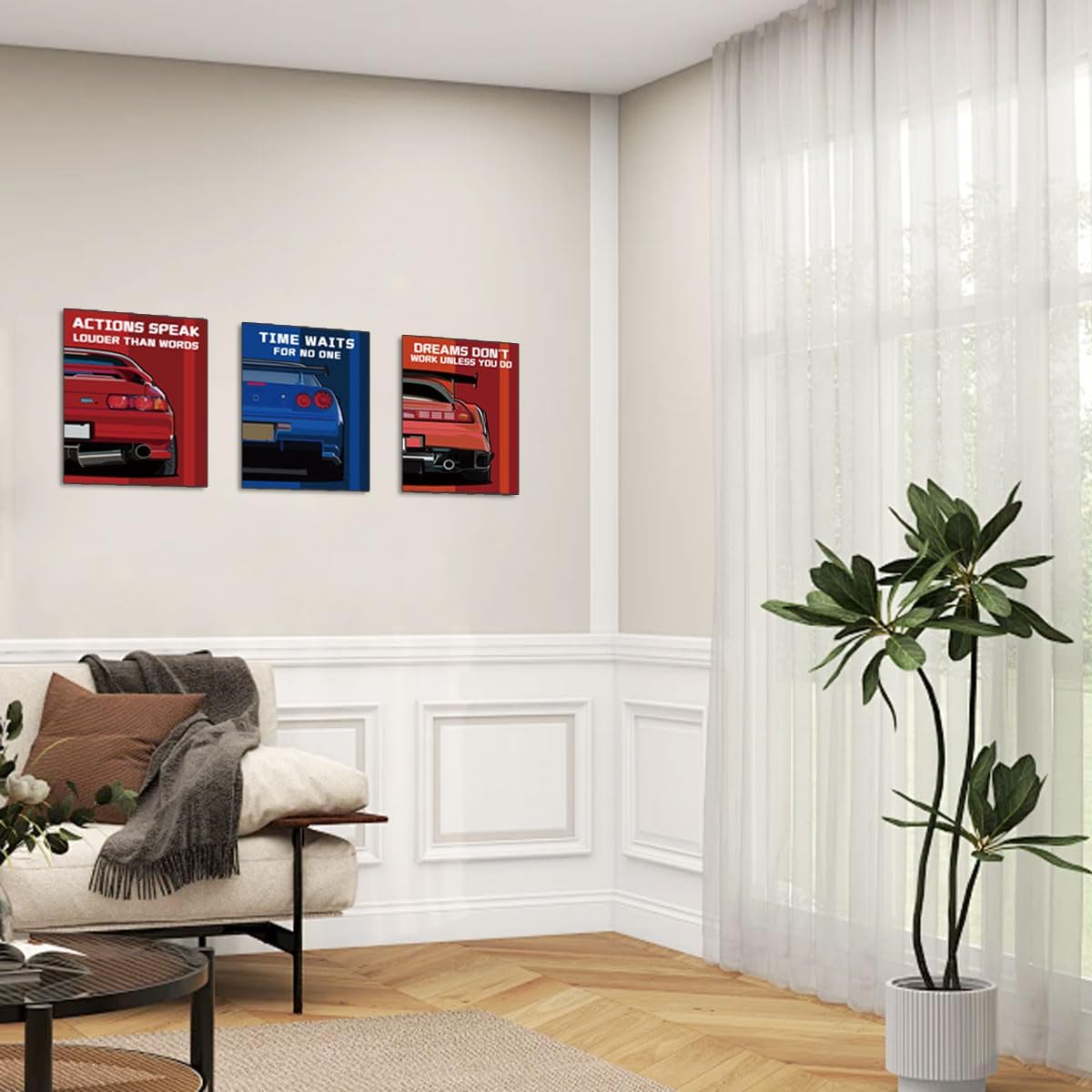 Inspirational Bible Verse Wall Art Canvas Prints Bedroom Wall Decor,Car Framed Art Posters Office Scripture Boys Bedroom Motivational Decorations Set of 3 (12"x16")