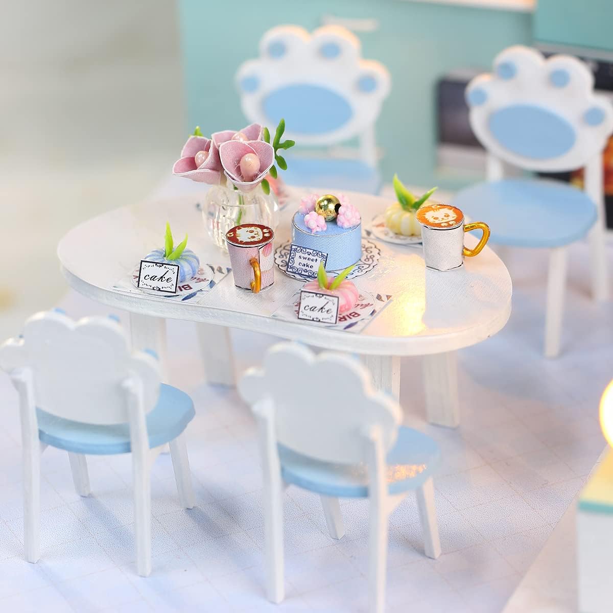 GuDoQi DIY Miniature Dollhouse Kit, Tiny House kit with Furniture, Miniature House Kit 1:24 Scale, Great Gift for Birthday Christmas Day, Beautiful Blue Room