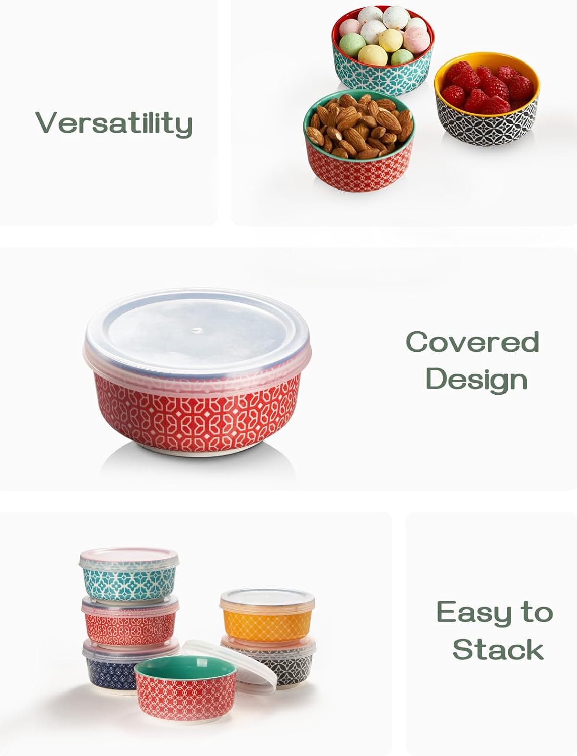 DOWAN Dipping Bowls with Lids, Ceramic Condiment Sauce Cups, 4 oz Dipping Sauce Bowls/Dishes for Charcuterie, Condiment, Tomato Sauce, Soy, BBQ and other Party Supplies, Kitchen Decor, Set of 6