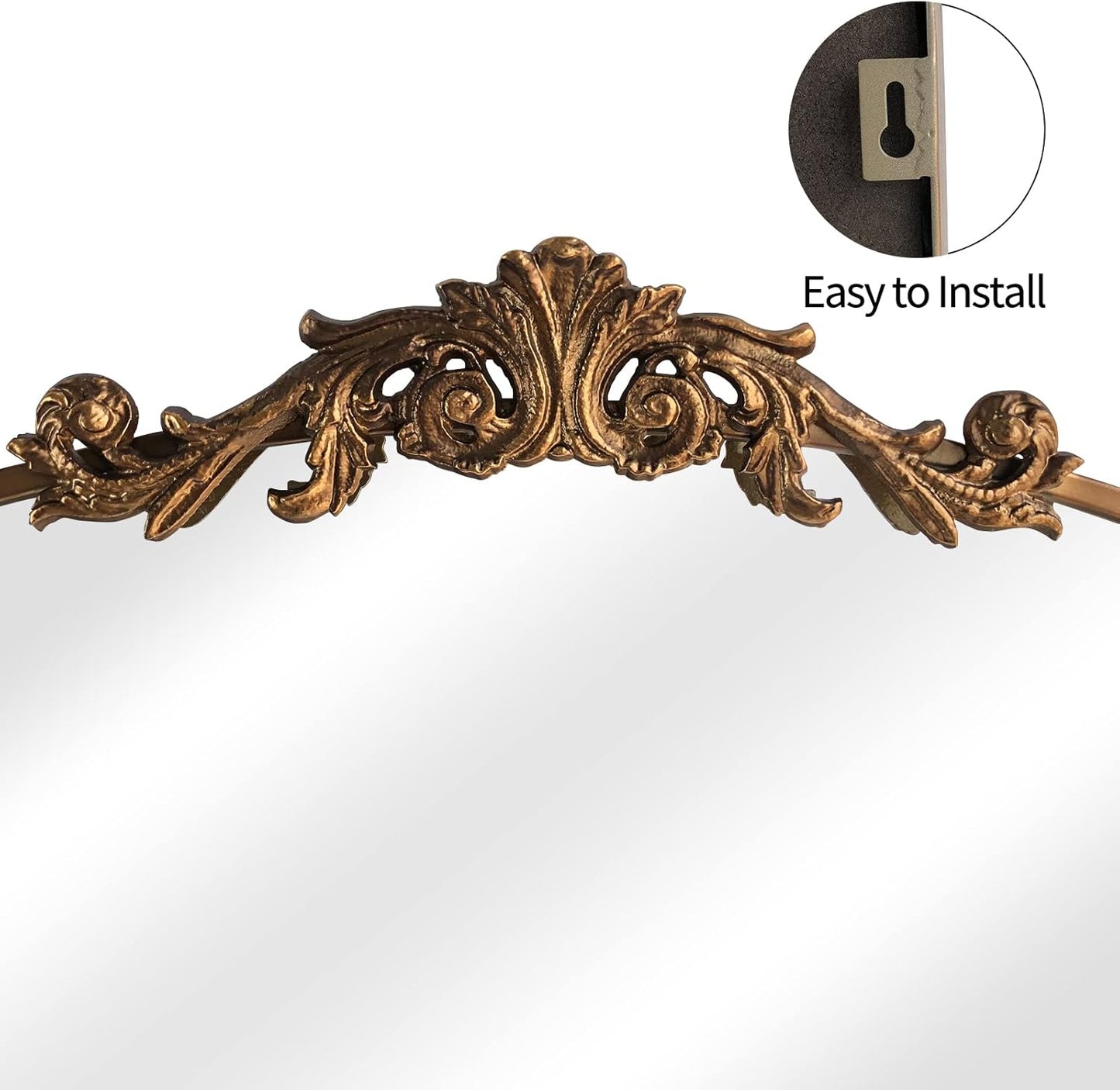 Gold Arched Mirror,Baroque Brass Fireplace Mirror Decor, Victorian Vintage Mirrors with Full Matel Frame,Ornate Mirrors for Entryway/Bathroom/Living Room/Hallway 36"X30"
