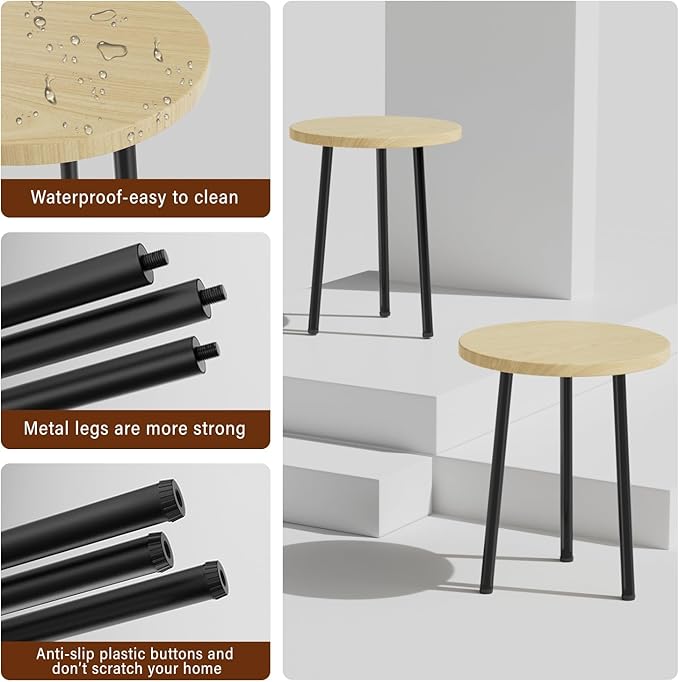 Plant Stand Indoor 2 Pack: Corner Wood 14 Inch Plant Stand Mid Century Modern Decor - Small Round Plant Table for Indoor Plants - Outdoor Plant Holder for Patio Living Room Bathroom Office (Burlywood)