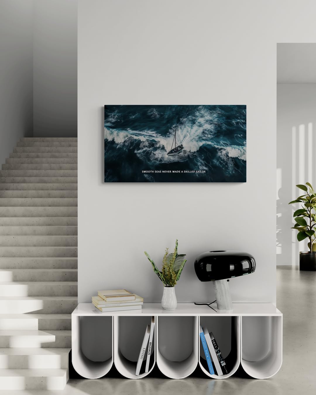 GoForArt Ocean Motivational Canvas Wall Art, Inspirational Sea Famous Quote Bedroom Living Room Decor, Positive Modern Landscape Mountain Office Dorm Room Poster Print (Skilled Sailor02, 12.00''x22.00'')