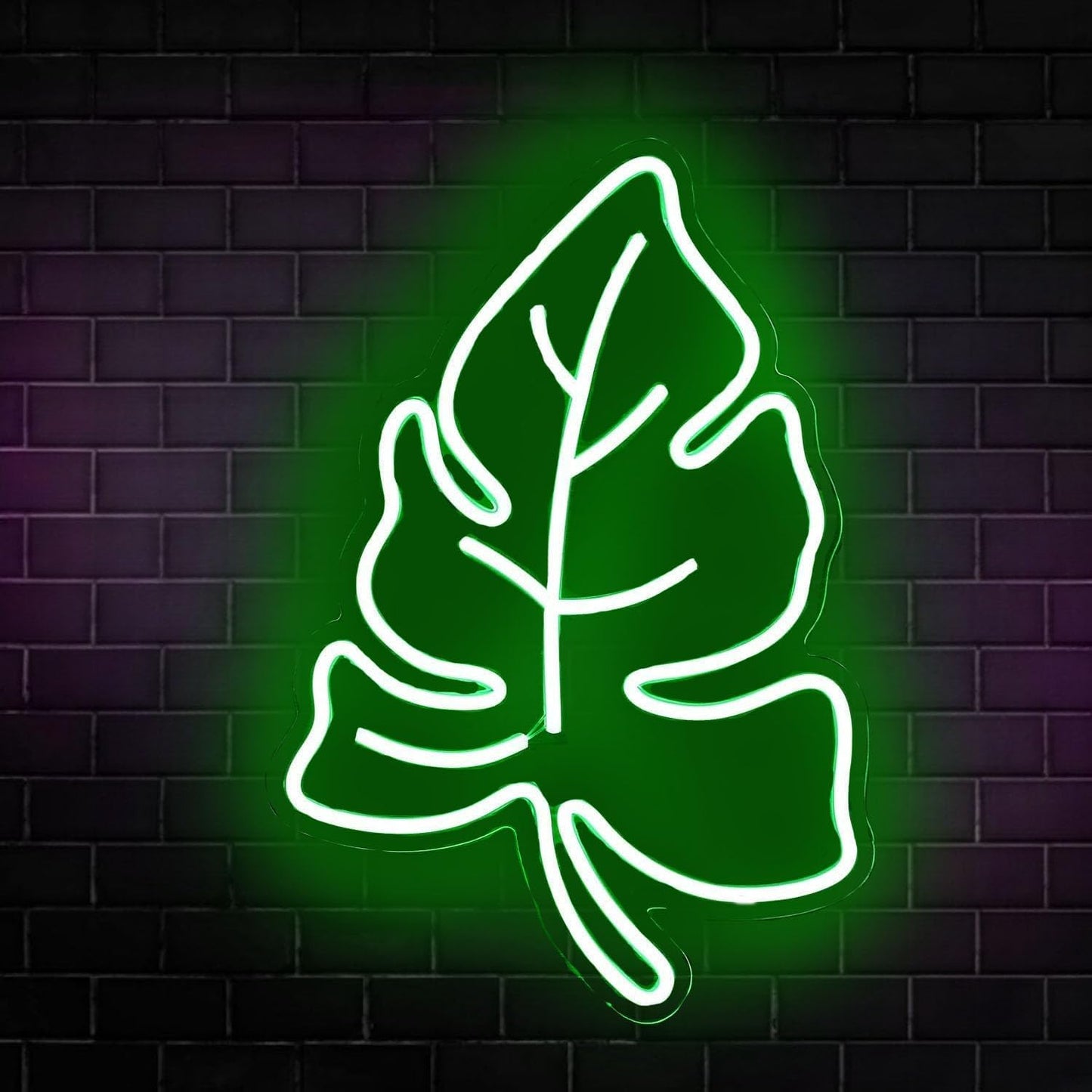 Green Leaf Neon Sign,Light Up Signs for Wall Decor,LED Night Light for Room Decor Camping Bar Birthday Party Wedding,11.5 * 10.3in