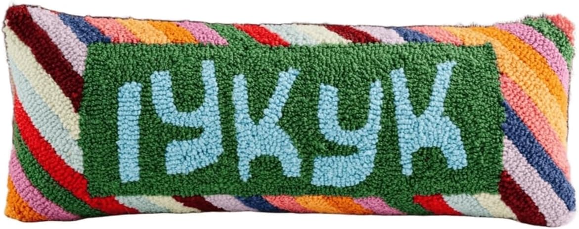 FURBISH Hook Decorative Throw Pillow - IYKYK - 8"x 20" - Small Embroidered Designer Pillow for Living Room, Couch, Sofa, Chair & Bed - Eclectic Home Decor