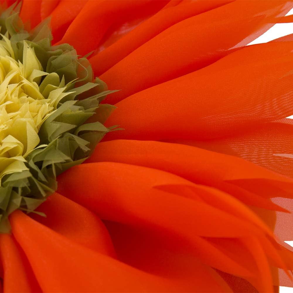 Handmade 3D Flower Round Velvet Throw Pillows Aesthetic Decorative Sunflower Accent Pillows Cute Soft Floral Cushion for Couch Bed Chair Car Living Room Bedroom Home Decor 12Inch Orange Red