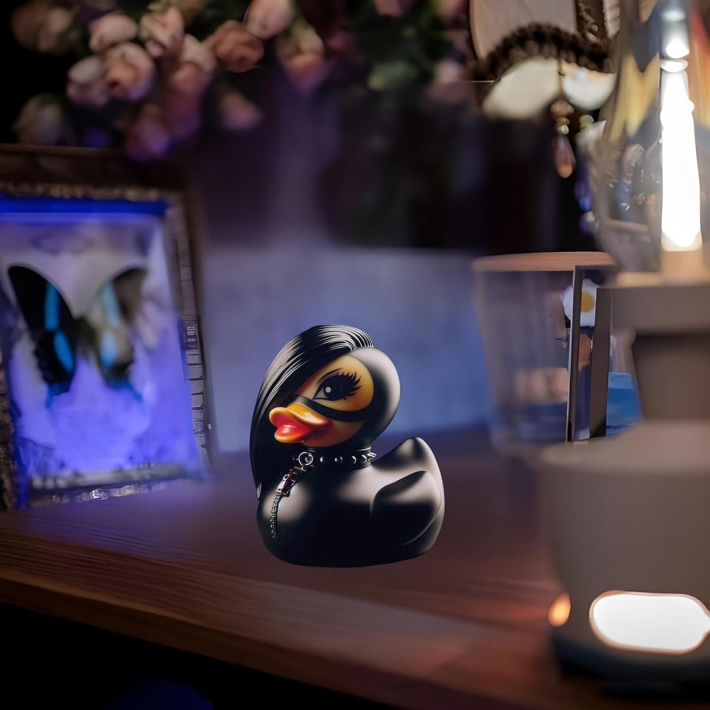 edenfuax Punk Duck Goth Resin Duck - Garage Kits,Unique Gothic Gifts & Collectibles,Vinyl Rubber Novelty Ornament Dark Satanic Duck Figurine for Desktop Home Halloween Decor (Mrs. Valentina)