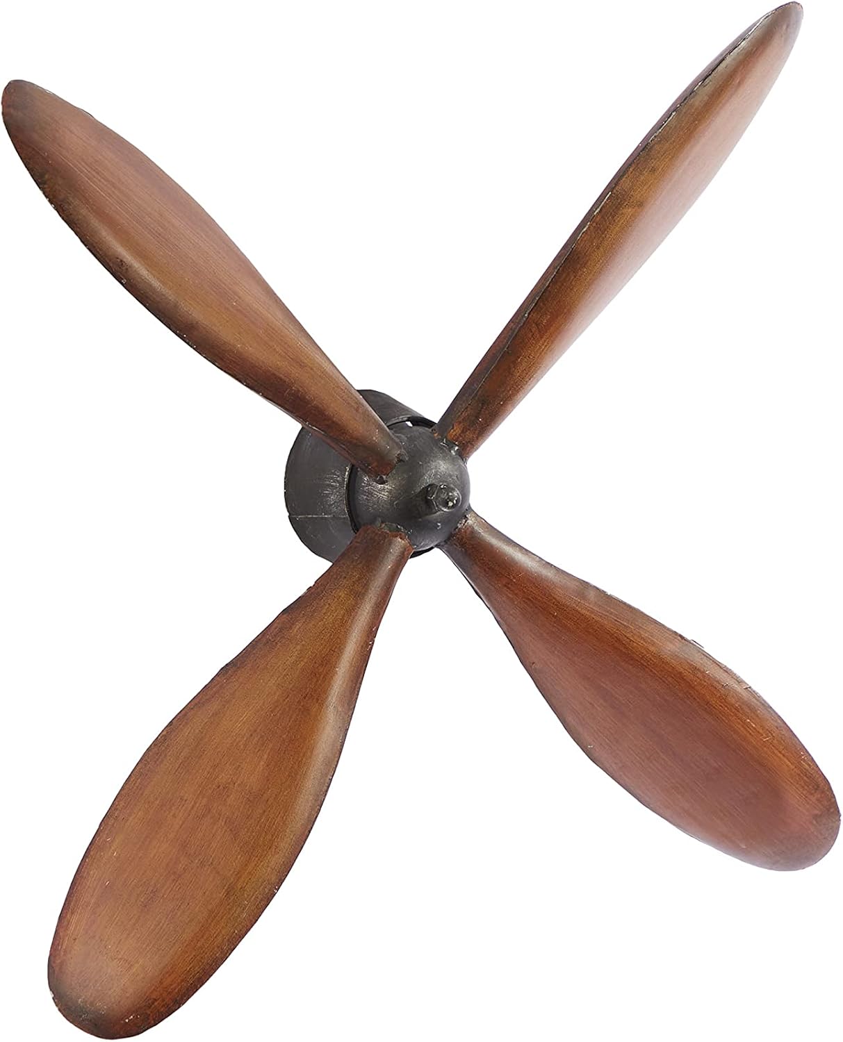 Deco 79 Metal Airplane Propeller Home Wall Decor 4 Blade Wall Sculpture with Aviation Detailing, Wall Art 32" x 5" x 32", Dark Brown